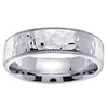 Hammered Finish 7.00 mm 14K White Gold Wedding Band