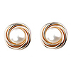 14K Gold Pearl Love Knot Earrings