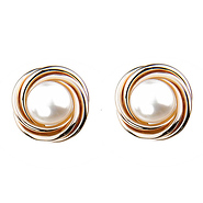 14K Gold Pearl Love Knot Earrings