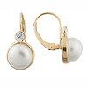 Pearl CZ Huggy Earrings