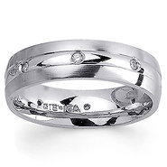 Diamond Wedding Band 14K White Gold 0.16 TCW
