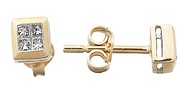 Princess Cut Diamond Square Stud Earrings 0.15ctw