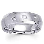 Three Diamond 14K Designer Wedding Band