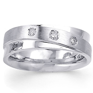 Three Stone 14K Designer Wedding Band