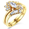 Marquise Center 14k Yellow Gold CZ Wedding Ring Set