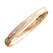 Tri Color Solid 14K Gold Bangle Bracelet