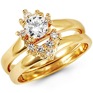14K Yellow Gold CZ Wedding Ring Set