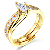 Marquise Center 14k Yellow Gold CZ Wedding Ring Set
