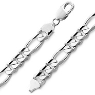 Men's 10mm Figaro Silver Chain Bracelet