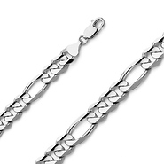 9mm Figaro Silver Bracelet