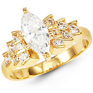 Radiant Marquise 14K Yellow Gold CZ Engagement Ring