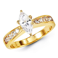Marquise 14K Yellow Gold CZ Engagement Ring