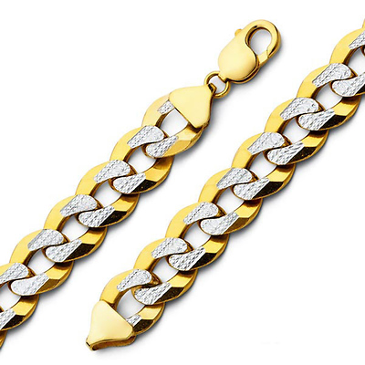 11mm White Pave Curb (Cuban) Gold Bracelet