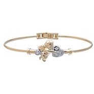 14k Two-Tone Angel Heart CZ Bangle
