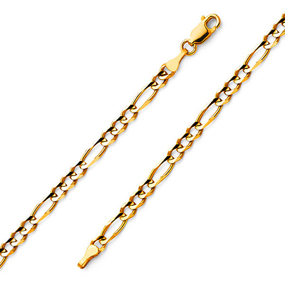 3.7mm Figaro 18k Gold Bracelet
