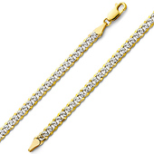 3.8mm White Pave Curb (Cuban) Bracelet