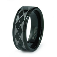 Diamond Pattern Black Tungsten Wedding Band