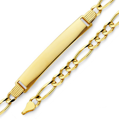 14K Yellow Gold Figaro ID Bracelet