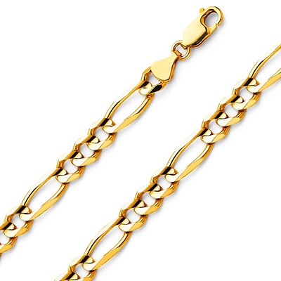 Men's 7mm Figaro 18K Gold Chain Bracelet