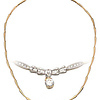 Diamond cz necklace in two tone gold.