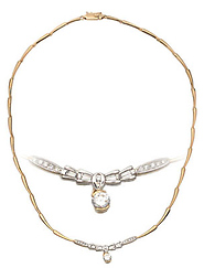 Diamond cz necklace in two tone gold.