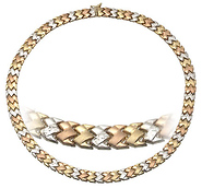 Stampato style  tri color necklace in 14k
