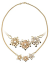 Flower necklace in tri color 14kt gold.