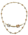 Flower stampato necklace in tri color 14k gold