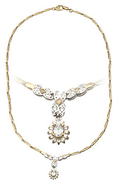 14kt two tone gold diamond cz necklace.