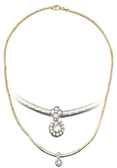 Flower cz necklace in two tone 14k gold