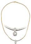 Flower cz necklace in two tone 14k gold