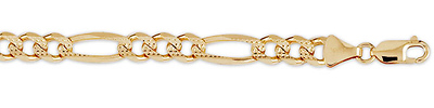 7mm Yellow Pave Figaro Gold Bracelet
