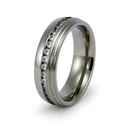 7mm Satin Finish CZ Titanium Eternity Band
