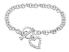 Heart CZ Tag Silver Bracelet