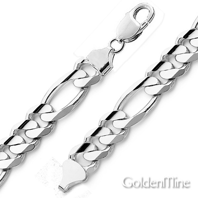 12mm Figaro Silver Bracelet