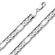 8mm Silver Figaro Bracelet