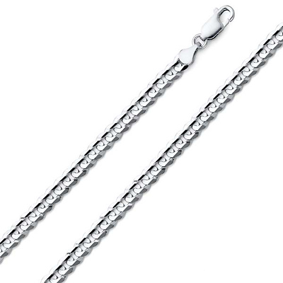 4mm Concave Curb (Cuban) Silver Bracelet