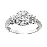 14K White Gold Circle Round Cut Diamond Ring