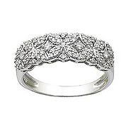 Ladies' Floral 14K White Gold Diamond Ring Band