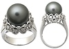 Black Tahitian Pearl and Diamond Ring