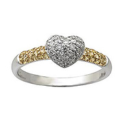 Diamond Heart and Yellow Sapphire Ring