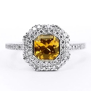 Yellow Sapphire and Diamond Ring