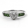 Diamond Heart and Green Garnet Ring