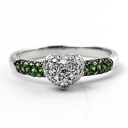Diamond Heart and Green Garnet Ring