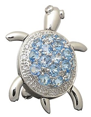 Diamond and Topaz Turtle Pendant/Pin