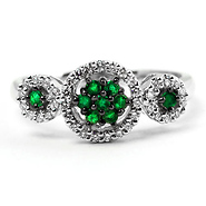 Emerald and Diamond Circle Ring