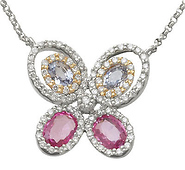 Diamond and Sapphire  Butterfly Necklace