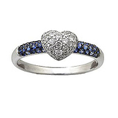 Diamond Heart and Sapphire Ring