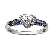 Diamond Heart and Sapphire Ring