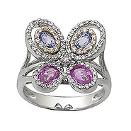 Diamond and Sapphire Butterfly Ring